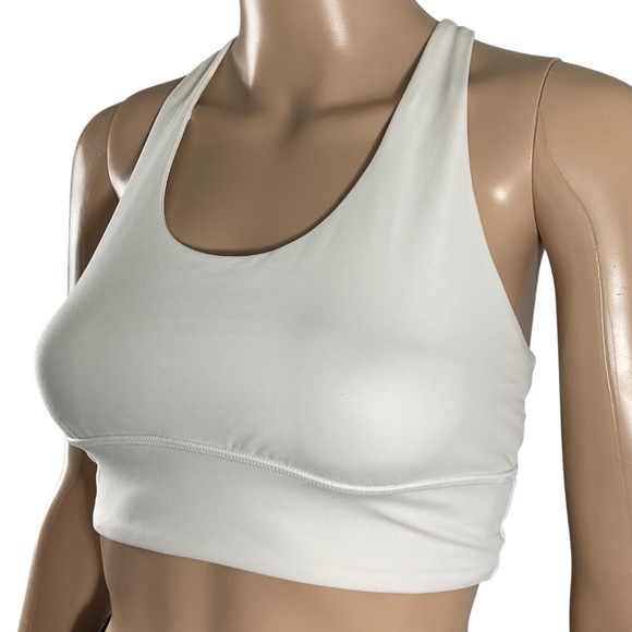 Oysho White Strappy Back Sports Bra Medium Crisscross Stretch Workout Top - Picture 4 of 12